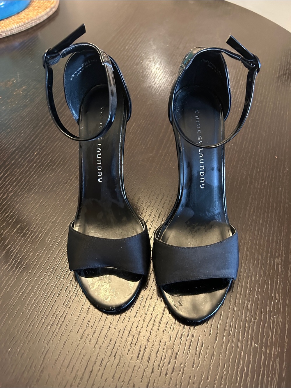 Chinese Laundry Black Open-Toe Ankle Strap Heels